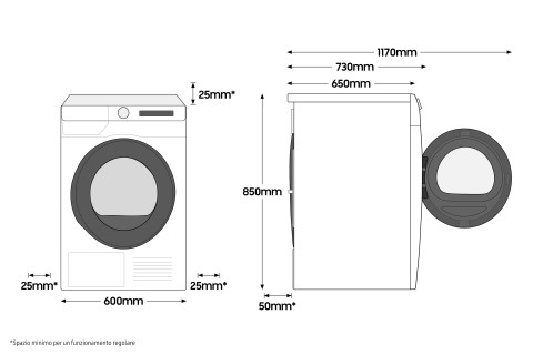 Samsung WD90T734ABH lavasciuga Libera installazione Caricamento frontale Bianco E