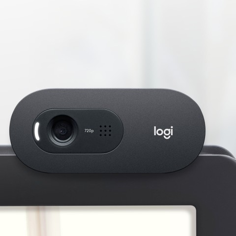 Logitech C505 Webcam HD - Videocamera USB Esterna 720p HD per Desktop o Laptop con Microfono a Lunga Portata, Compatibile con PC o Mac