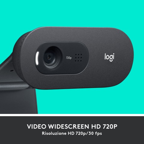 Logitech C505 Webcam HD - Videocamera USB Esterna 720p HD per Desktop o Laptop con Microfono a Lunga Portata, Compatibile con PC o Mac