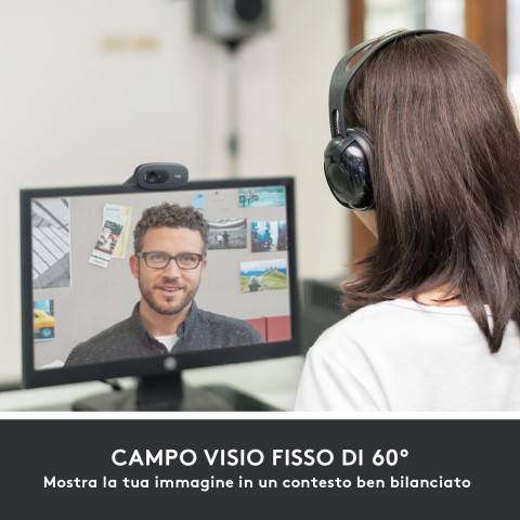 Logitech C505 Webcam HD - Videocamera USB Esterna 720p HD per Desktop o Laptop con Microfono a Lunga Portata, Compatibile con PC o Mac