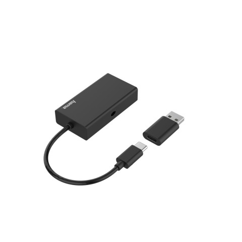 Hama Hub USB 2 porte e lettore schede con cavo integrato, OTG "On The Go" per smartphone e tablet, adattatore micro USB F/USB A M, nero