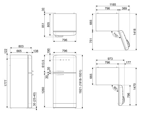 Smeg FAB50RCR5 frigorifero con congelatore Libera installazione 524 L E Crema