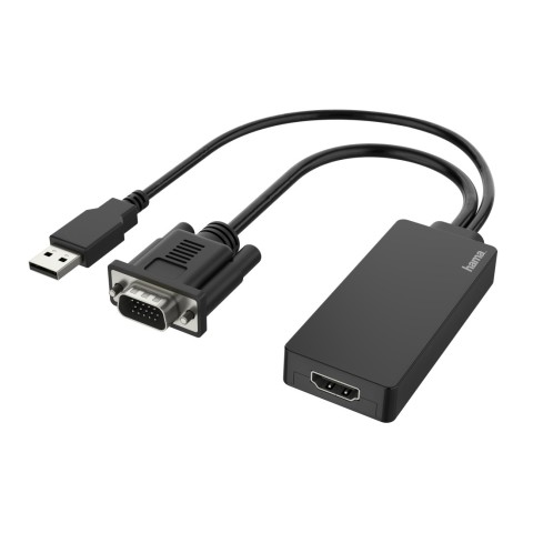 Hama Cavetto adattatore ingresso VGA+USB/ uscita HDMI, Full HD 1080P, nero