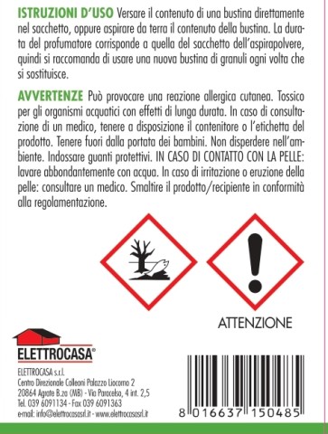 Elettrocasa PF3 accessorio e ricambio per aspirapolvere Deodorante per l'ambiente Aspiratore a cilindro