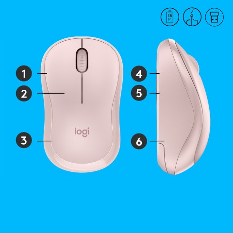 Logitech M220 SILENT Mouse Wireless, 2,4 GHz con Ricevitore USB, Tracciamento Ottico 1000 DPI, Durata Batteria di 18 Mesi, Ambidestro, Compatibile con PC, Mac, Laptop. Rosa