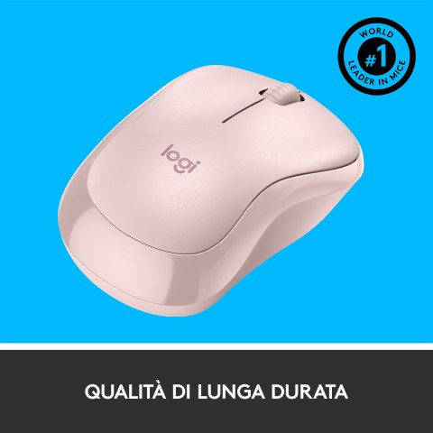 Logitech M220 SILENT Mouse Wireless, 2,4 GHz con Ricevitore USB, Tracciamento Ottico 1000 DPI, Durata Batteria di 18 Mesi, Ambidestro, Compatibile con PC, Mac, Laptop. Rosa