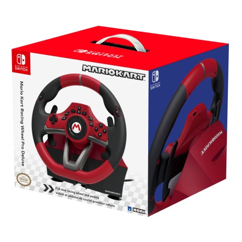 Hori Mario Kart Racing Wheel Pro Deluxe Nero, Rosso USB Sterzo + Pedali Analogico Nintendo Switch