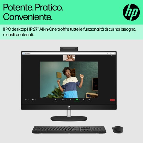 HP 27-cr0015nl Intel® Core™ i5 i5-1335U 68,6 cm (27") 1920 x 1080 Pixel PC All-in-one 8 GB DDR4-SDRAM 512 GB SSD Windows 11 Home Wi-Fi 6 (802.11ax) Bianco