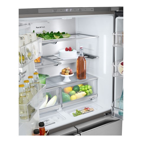 LG GML960PYBE Frigorifero Multidoor, Classe E, 641L, Wi-Fi, Drink dispenser, UVnano, Metal Fresh, No frost, Argento