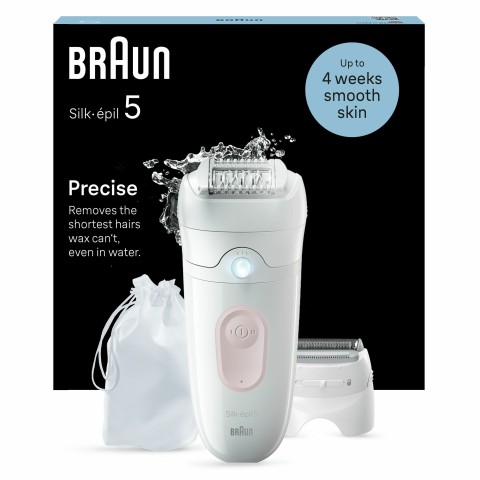 Braun Silk-épil 5 5-030, Epilatore Elettrico Donna, Per Una Epilazione Semplice, Bianco/Rosa