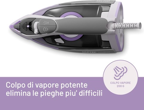 Imetec Intellifast, ferro da stiro a vapore, Tecnologia Intelli System, Impostazione automatica della temperatura, Piastra Ceramic Diamond, Protezione anticalcare, 2400 W, Colpo Vapore