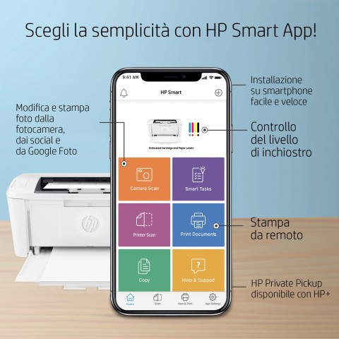 HP LaserJet Stampante HP M110we, Bianco e nero, Stampante per Piccoli uffici, Stampa, wireless; HP+; Idonea a HP Instant Ink