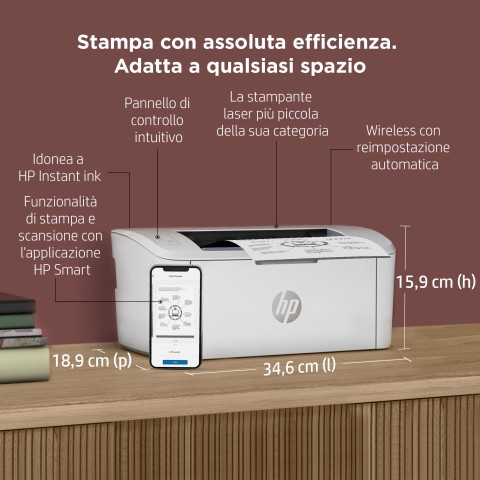 HP LaserJet Stampante M110w, Bianco e nero, Stampante per Piccoli uffici, Stampa, dimensioni compatte