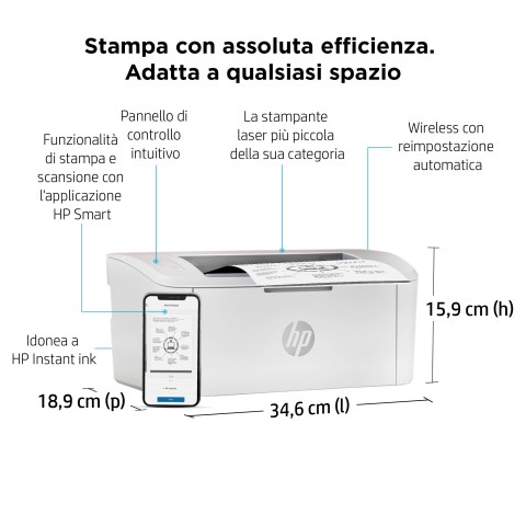 HP LaserJet Stampante M110w, Bianco e nero, Stampante per Piccoli uffici, Stampa, dimensioni compatte