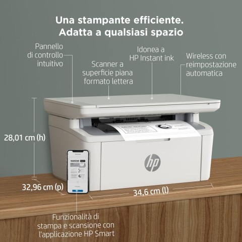 HP LaserJet Stampante multifunzione M140w, Bianco e nero, Stampante per Piccoli uffici, Stampa, copia, scansione, Scansione verso e-mail; scansione verso PDF; dimensioni compatte