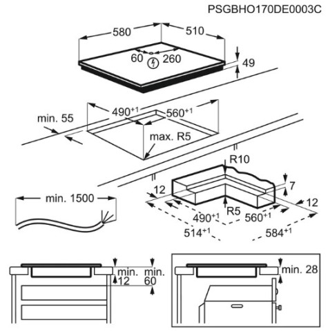 AEG IKS64453IB Nero Da incasso 58 cm Piano cottura a induzione 4 Fornello(i)