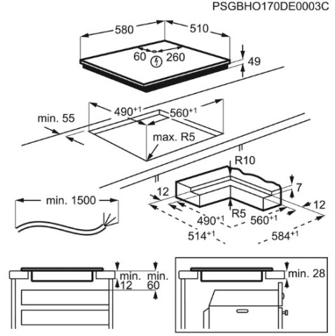 AEG IKS64453IB Nero Da incasso 58 cm Piano cottura a induzione 4 Fornello(i)