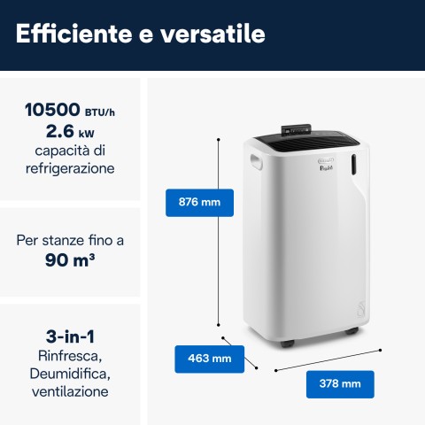 De’Longhi PAC EM93 Silent condizionatore portatile 63 dB Bianco