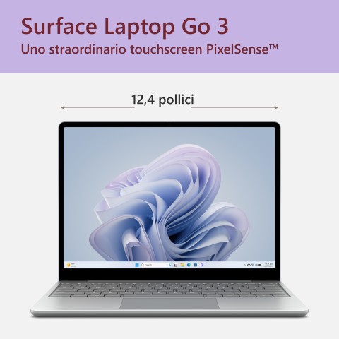 Microsoft Surface Laptop Go 3 (12,45" Intel Core i5, 16 GB RAM, 256 GB SSD - Platino, Windows 11)