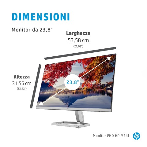 HP M24f Monitor PC 60,5 cm (23.8") 1920 x 1080 Pixel Full HD Nero, Argento