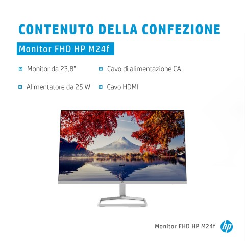 HP M24f Monitor PC 60,5 cm (23.8") 1920 x 1080 Pixel Full HD Nero, Argento