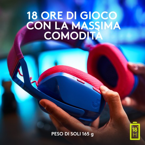 Logitech G G435 LIGHTSPEED Cuffie Gaming Wireless Bluetooth - Cuffie Over Ear Leggere, Microfoni Integrati, Batteria da 18 Ore, Compatibile con Dolby Atmos, PC, PS4, PS5, Smartphone. Blu