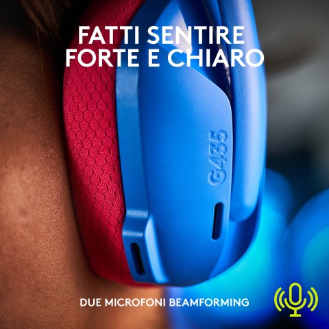 Logitech G G435 LIGHTSPEED Cuffie Gaming Wireless Bluetooth - Cuffie Over Ear Leggere, Microfoni Integrati, Batteria da 18 Ore, Compatibile con Dolby Atmos, PC, PS4, PS5, Smartphone. Blu