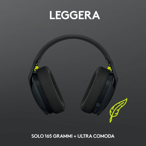 Logitech G Logitech G435 LIGHTSPEED Cuffie Gaming Wireless Bluetooth - Cuffie Over Ear Leggere, Microfoni Integrati, Batteria da 18 Ore, Compatibile con Dolby Atmos, PC, PS4, PS5, Smartphone. Nero