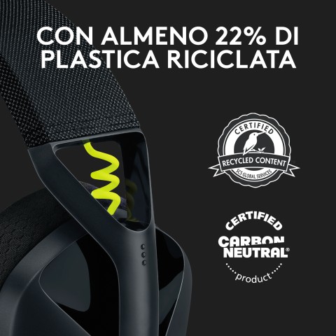 Logitech G Logitech G435 LIGHTSPEED Cuffie Gaming Wireless Bluetooth - Cuffie Over Ear Leggere, Microfoni Integrati, Batteria da 18 Ore, Compatibile con Dolby Atmos, PC, PS4, PS5, Smartphone. Nero