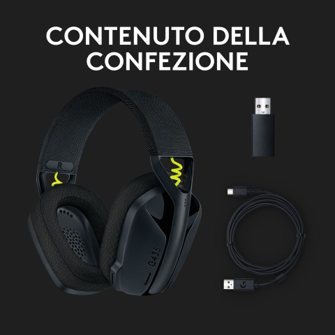 Logitech G Logitech G435 LIGHTSPEED Cuffie Gaming Wireless Bluetooth - Cuffie Over Ear Leggere, Microfoni Integrati, Batteria da 18 Ore, Compatibile con Dolby Atmos, PC, PS4, PS5, Smartphone. Nero