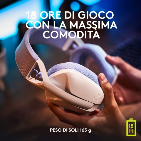 Logitech G G435 LIGHTSPEED Cuffie Gaming Wireless Bluetooth - Cuffie Over Ear Leggere, Microfoni Integrati, Batteria da 18 Ore, Compatibile con Dolby Atmos, PC, PS4, PS5, Smartphone. Bianco