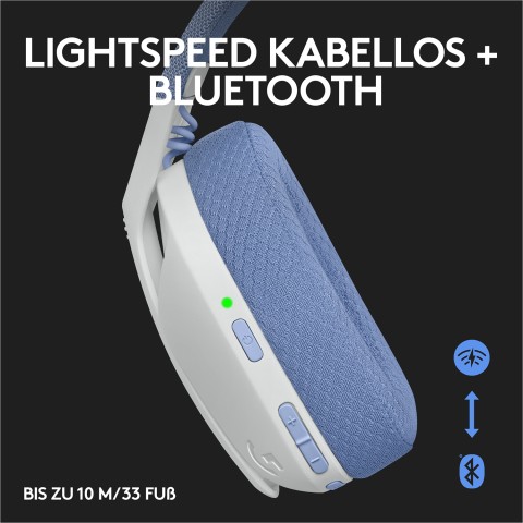 Logitech G G435 LIGHTSPEED Cuffie Gaming Wireless Bluetooth - Cuffie Over Ear Leggere, Microfoni Integrati, Batteria da 18 Ore, Compatibile con Dolby Atmos, PC, PS4, PS5, Smartphone. Bianco