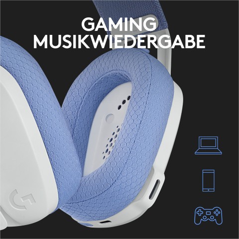 Logitech G G435 LIGHTSPEED Cuffie Gaming Wireless Bluetooth - Cuffie Over Ear Leggere, Microfoni Integrati, Batteria da 18 Ore, Compatibile con Dolby Atmos, PC, PS4, PS5, Smartphone. Bianco