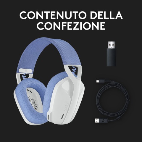 Logitech G G435 LIGHTSPEED Cuffie Gaming Wireless Bluetooth - Cuffie Over Ear Leggere, Microfoni Integrati, Batteria da 18 Ore, Compatibile con Dolby Atmos, PC, PS4, PS5, Smartphone. Bianco