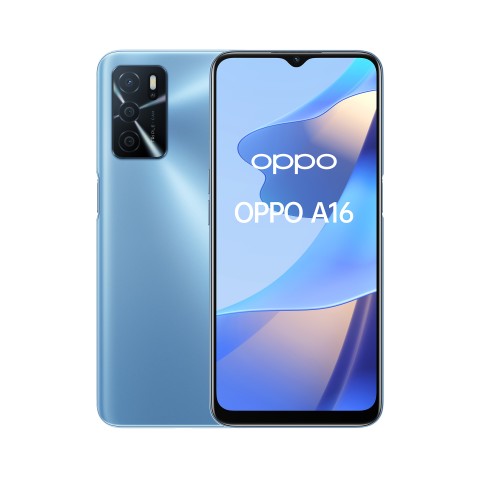 OPPO A16 Smartphone, AI Triple Camera 13+2+2 MP, 6.52” 60HZ Display, 5000mAh, SuperVOOC + Power Saving, RAM 3GB + ROM 32GB expandable, ColorOS11.1, IPX4, [Versione Italiana], Pearl Blue