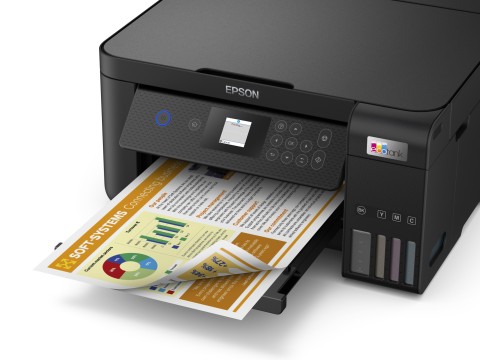 Epson EcoTank ET-2850 stampante multifunzione inkjet 3-in-1 A4, serbatoi ricaricabili alta capacità, 5 flaconi inclusi pari a 14000pag B/N 5200pag colore, Wi-FI Direct, USB