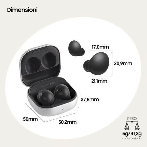 Samsung Galaxy Buds2 Auricolari Bluetooth Graphite Batteria 472 mAh