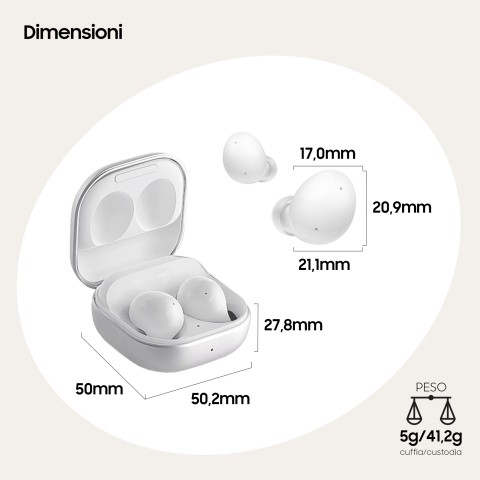 Samsung Galaxy Buds2 Auricolari Bluetooth White Batteria 472 mAh