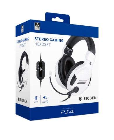 BIG BEN PS4OFHEADSETV3WHITE cuffia e auricolare Cablato A Padiglione Giocare Nero, Bianco