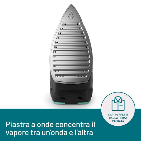 Imetec Onda F1, Ferro da Stiro a Vapore con Piastra a Onde Scorrevole Brevettata, 2400 W, Colpo di Vapore 200g, Serbatoio 300 ml, Tripla Protezione Anticalcare