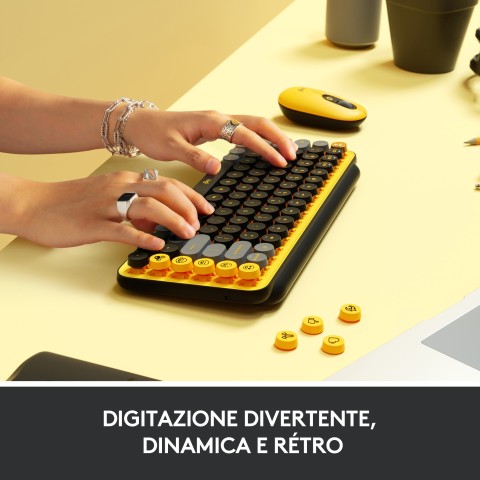 Logitech POP Keys Tastiera Meccanica Wireless con Tasti Emoji Personalizzabili, Design Compatto Durevole, Connettività Bluetooth o USB, Compatibilità Multidispositivo e OS - Blast