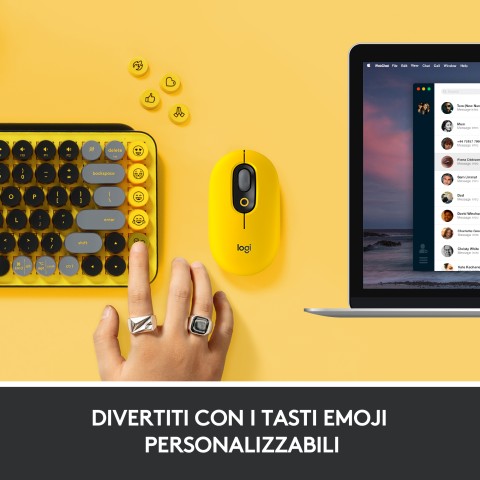 Logitech POP Keys Tastiera Meccanica Wireless con Tasti Emoji Personalizzabili, Design Compatto Durevole, Connettività Bluetooth o USB, Compatibilità Multidispositivo e OS - Blast