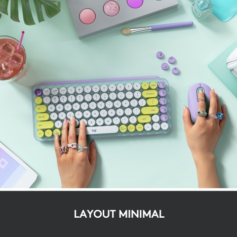 Logitech POP Keys Tastiera Meccanica Wireless con Tasti Emoji Personalizzabili, Design Compatto Durevole, Connettività Bluetooth o USB, Compatibilità Multidispositivo e OS - Daydream