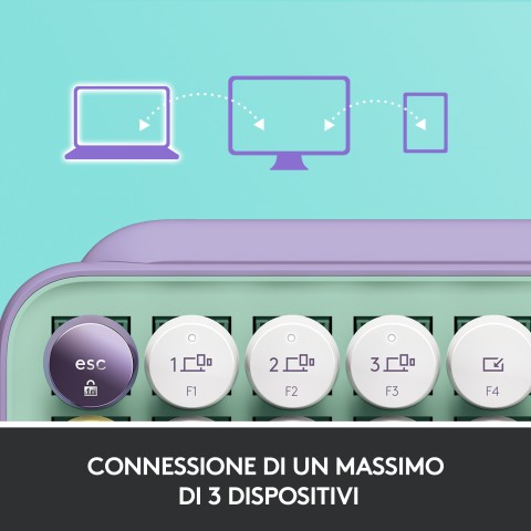 Logitech POP Keys Tastiera Meccanica Wireless con Tasti Emoji Personalizzabili, Design Compatto Durevole, Connettività Bluetooth o USB, Compatibilità Multidispositivo e OS - Daydream