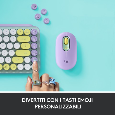 Logitech POP Keys Tastiera Meccanica Wireless con Tasti Emoji Personalizzabili, Design Compatto Durevole, Connettività Bluetooth o USB, Compatibilità Multidispositivo e OS - Daydream