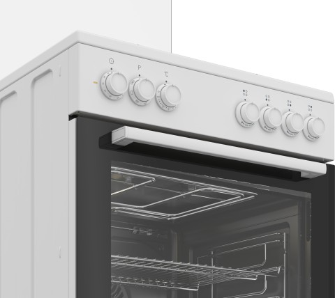 Beko Forno Elettrico Ventilato con Grill Elettrico e Timer, coperchio in vetro, ventilazione tangenziale, Bianco