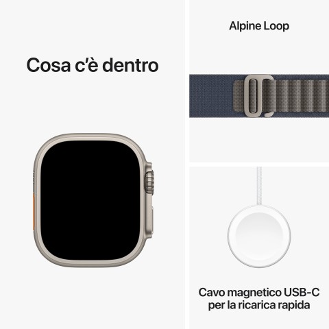 Apple Watch Ultra 2 GPS + Cellular, Cassa 49m in Titanio con Blu Alpine Loop - Large