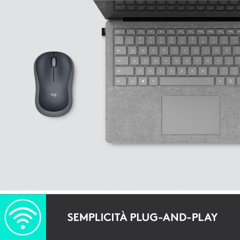 Logitech M185 Mouse Wireless, 2,4 GHz con Mini Ricevitore USB, Durata Batteria di 12 Mesi, Tracciamento Ottico 1000 DPI, Ambidestro, Compatibile con PC, Mac, Laptop