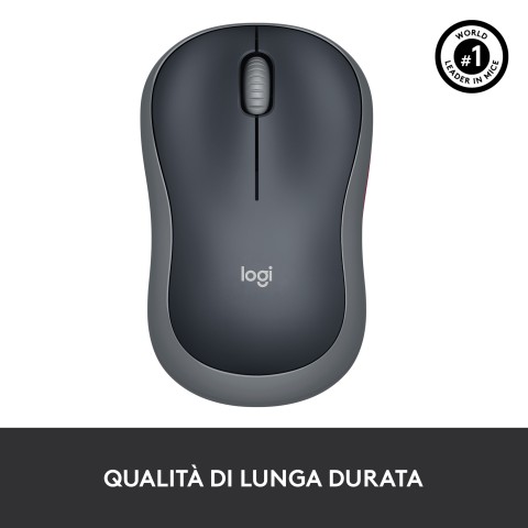 Logitech M185 Mouse Wireless, 2,4 GHz con Mini Ricevitore USB, Durata Batteria di 12 Mesi, Tracciamento Ottico 1000 DPI, Ambidestro, Compatibile con PC, Mac, Laptop