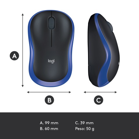 Logitech M185 Mouse Wireless, 2,4 GHz con Mini Ricevitore USB, Durata Batteria di 12 Mesi, Tracciamento Ottico 1000 DPI, Ambidestro, Compatibile con PC, Mac, Laptop